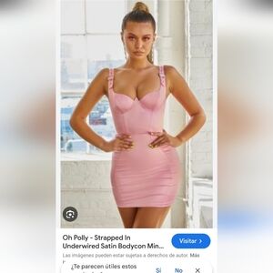 Oh Polly Vibrant Pink Satin Dress